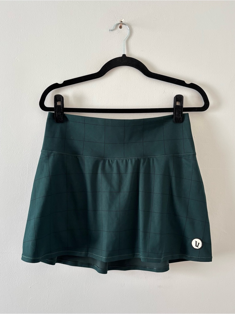 Vuori Volley Skirt Grass Windowpane Plaid Checkered Lined Skort Tennis Workout